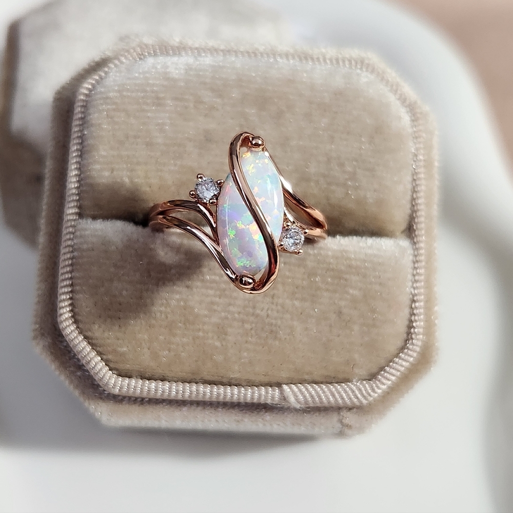 18k Rose Gold Filled Lab Opal Ring